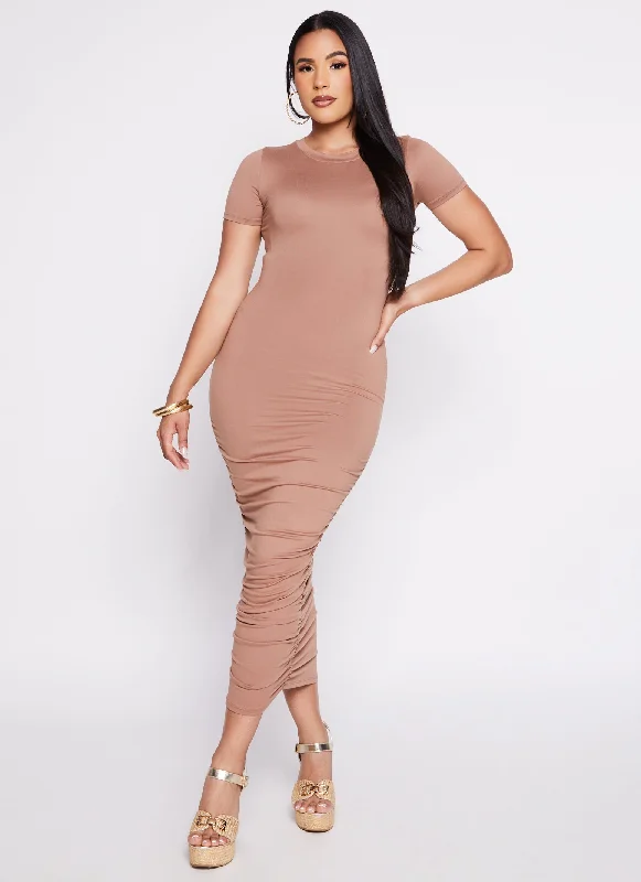 Ruched T Shirt Midi Dress Urban Outfitters midi dresses