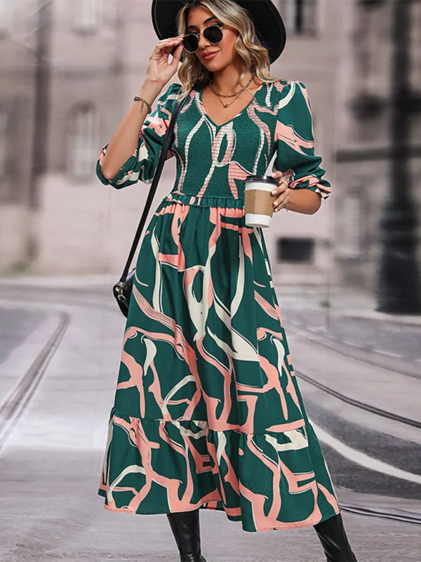 Fashion women's printed long sleeve dress Maternity floral dresses