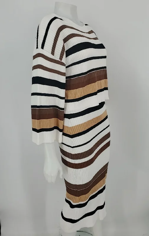 CURRENT AIR White Brown & Black Stripe Size SMALL (S) Dress Travel unclassified dresses
