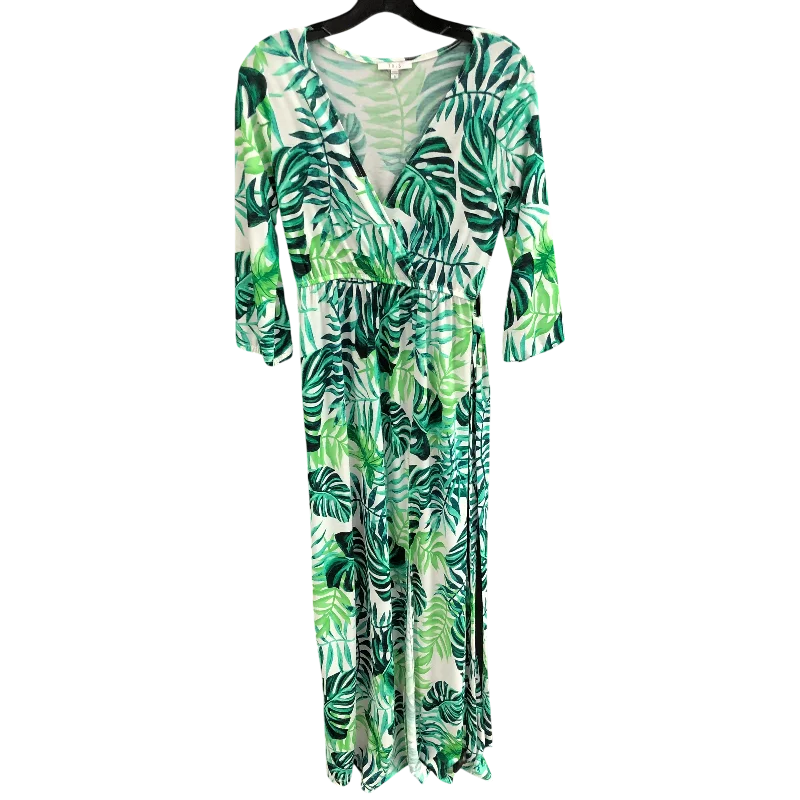 Dress Designer By Iris In Green & White, Size: S High-low unclassified dresses