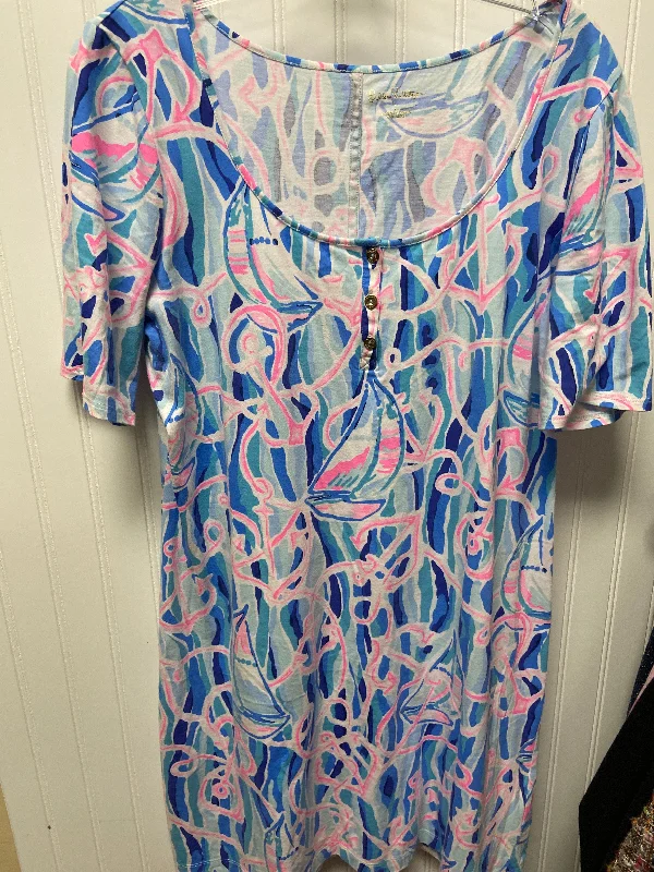 Dress Designer By Lilly Pulitzer In Blue & Pink, Size: L Velvet unclassified dresses