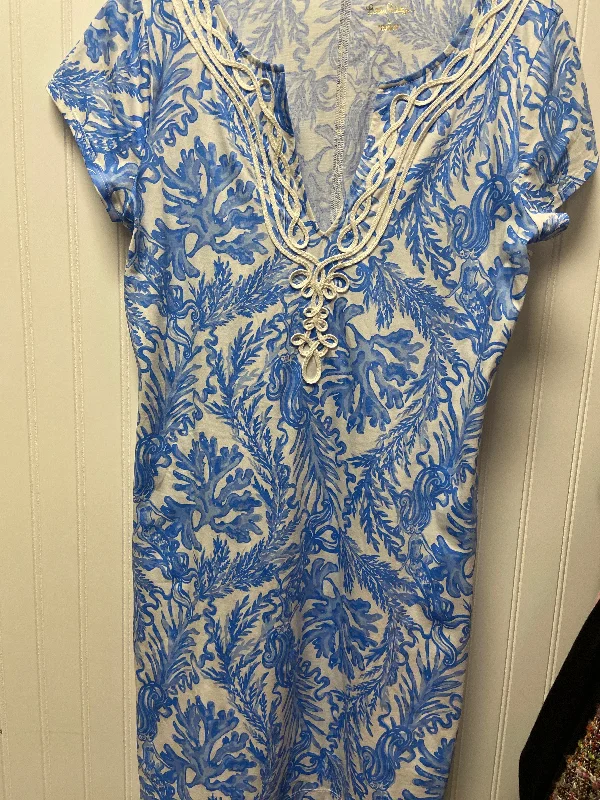 Dress Designer By Lilly Pulitzer In Blue & White, Size: L Knitted unclassified dresses