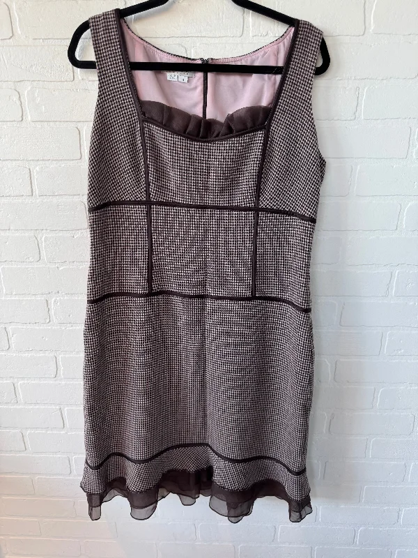 Dress Work By Kay Unger In Brown & Pink, Size: Xl Bold pattern unclassified dresses