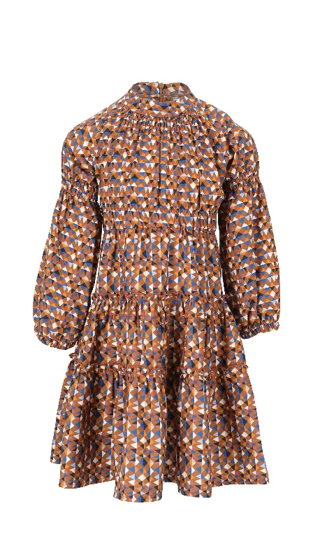 Geometric Art/Mocha Bisque Dress By LMN3 Flowy unclassified dresses