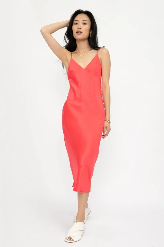 Jodie V-Neck Slip Dress in Diva Pink Comfortable unclassified dresses