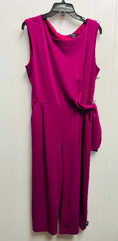 Jumpsuit By Tahari By Arthur Levine In Purple, Size: 14 Satin unclassified dresses