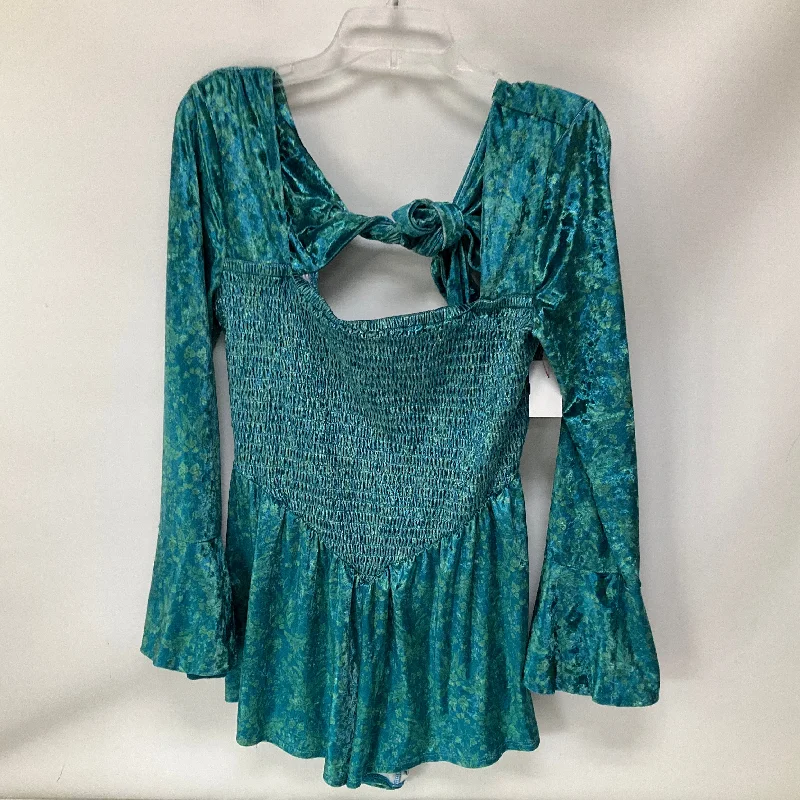 Romper By Free People In Blue & Green, Size: L Engagement unclassified dresses