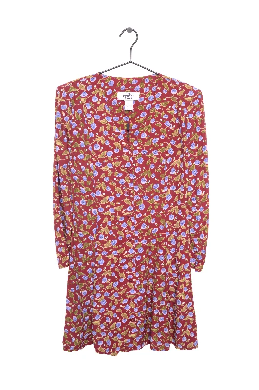 1990s Floral Mini Dress Cute Mini Skirt