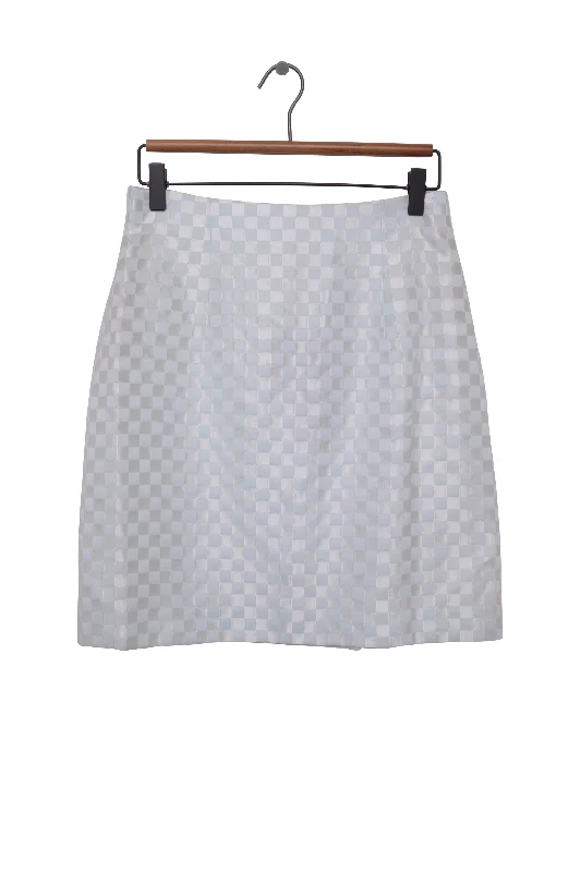 Mint Green Checkered Mini Skirt Skirt with Buttons