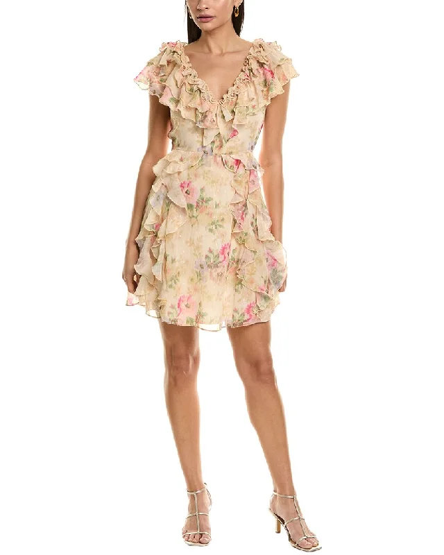 Ted Baker Frilled V-Neck Mini Dress Mini Skirt Casual