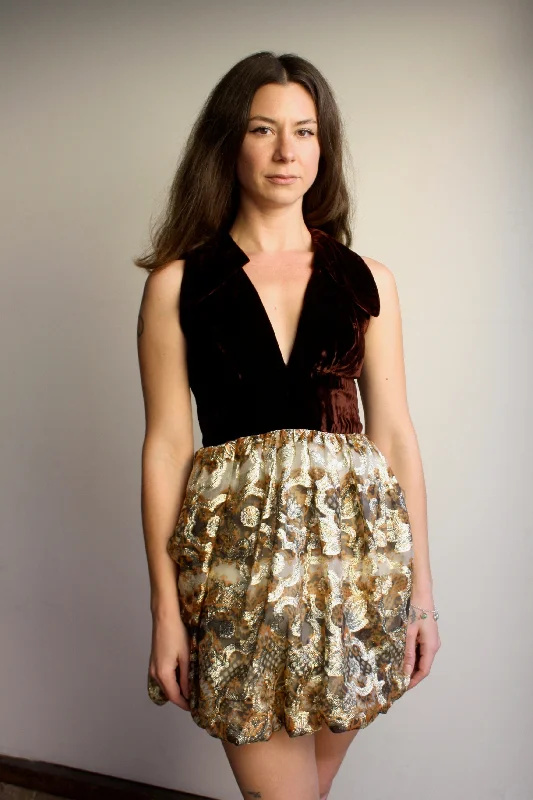 Velvet & Metallic Bubble Mini Printed Mini Skirt