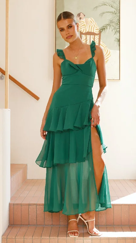 Achelle Maxi Dress - Forest Green Flowing Maxi Skirt