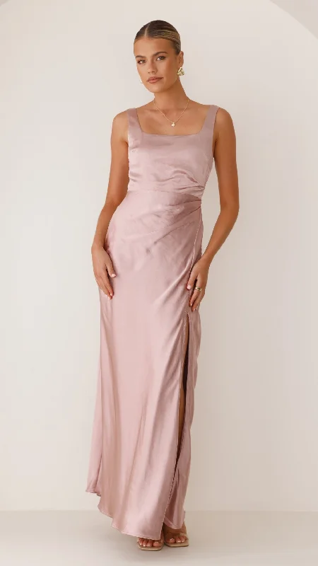 Alaria Maxi Dress - Dusty Pink Ruffle Maxi Skirt