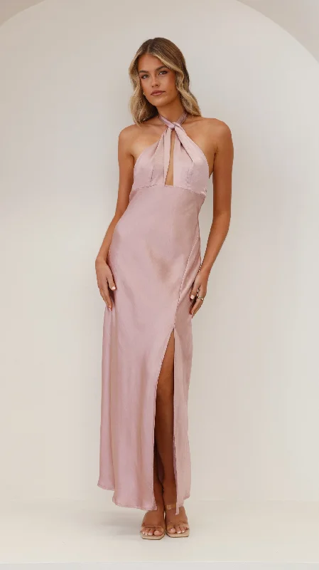 Amalia Maxi Dress - Dusty Pink Printed A-line Maxi