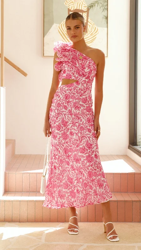 Amina Maxi Dress - Pink Floral Formal Maxi Skirt