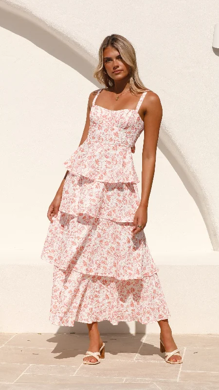 Page Maxi Dress - Peach Floral Summer Maxi Skirt