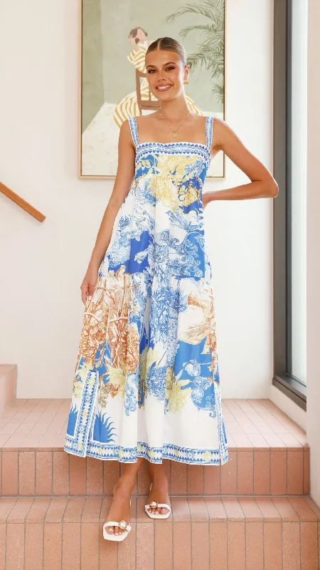 Saleema Maxi Dress - Blue Doll Flowy Maxi Skirt