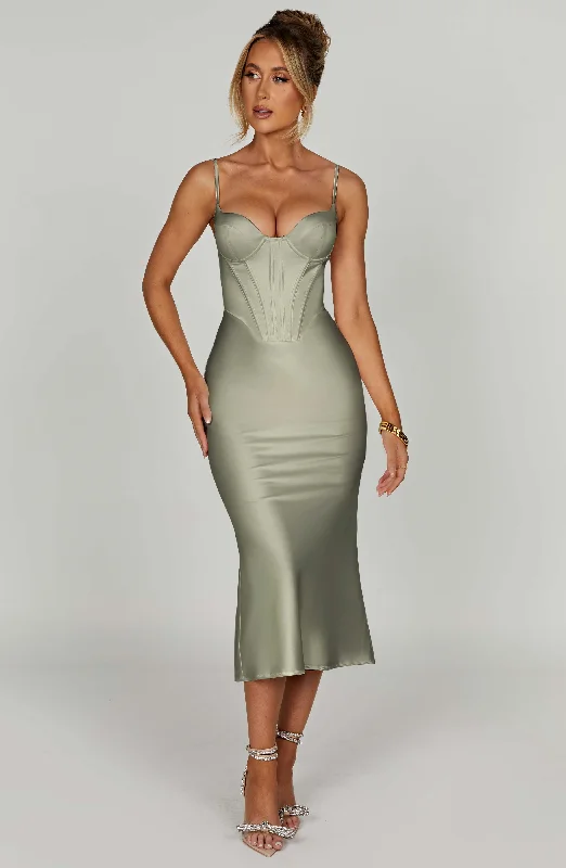 Farrah Midi Dress - Sage Lace-up Midi Skirt