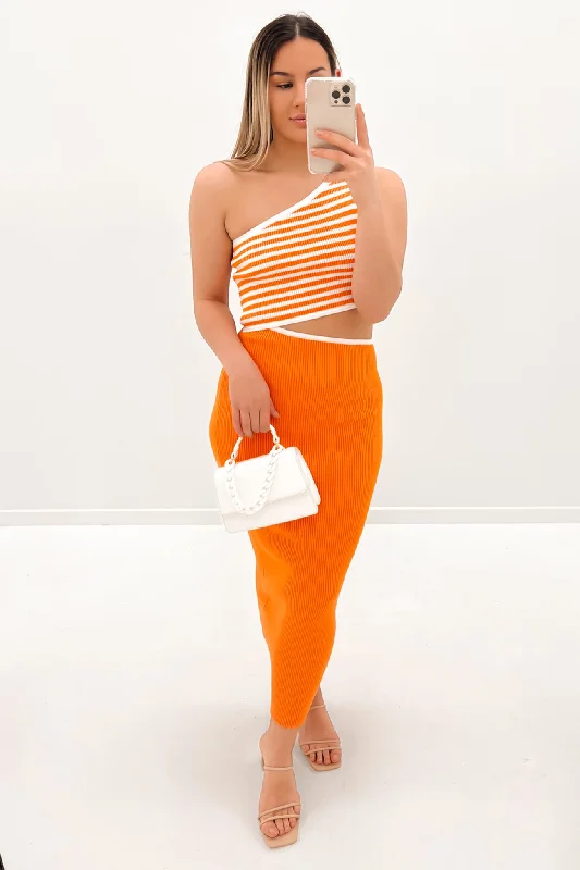 Lilia Midi Dress Orange Bright Midi Skirt