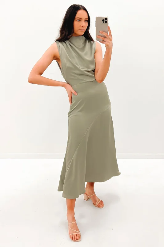 Take A Chance Midi Dress Sage Flowy Midi Skirt