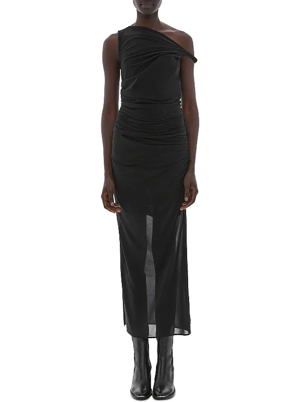 Womens Ruched Twist Midi Dress Winter Midi Skirt